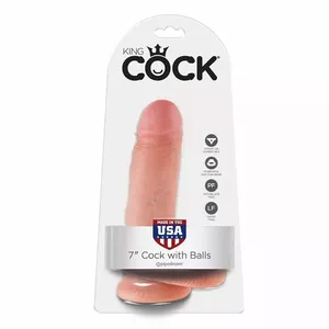Dildo KING COCK 7 DILDO FLESH WITH BALLS 17.8 CM