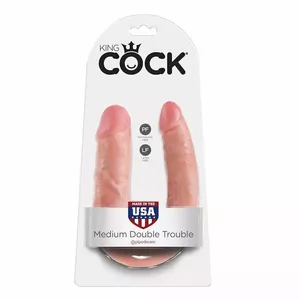 King Cock U-Shaped Double Trouble Dildo Medium Flesh