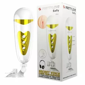 Мастурбатор pretty male Pretty Love Silicone Black с вибрацией и звуком, мягкий силикон, компактный