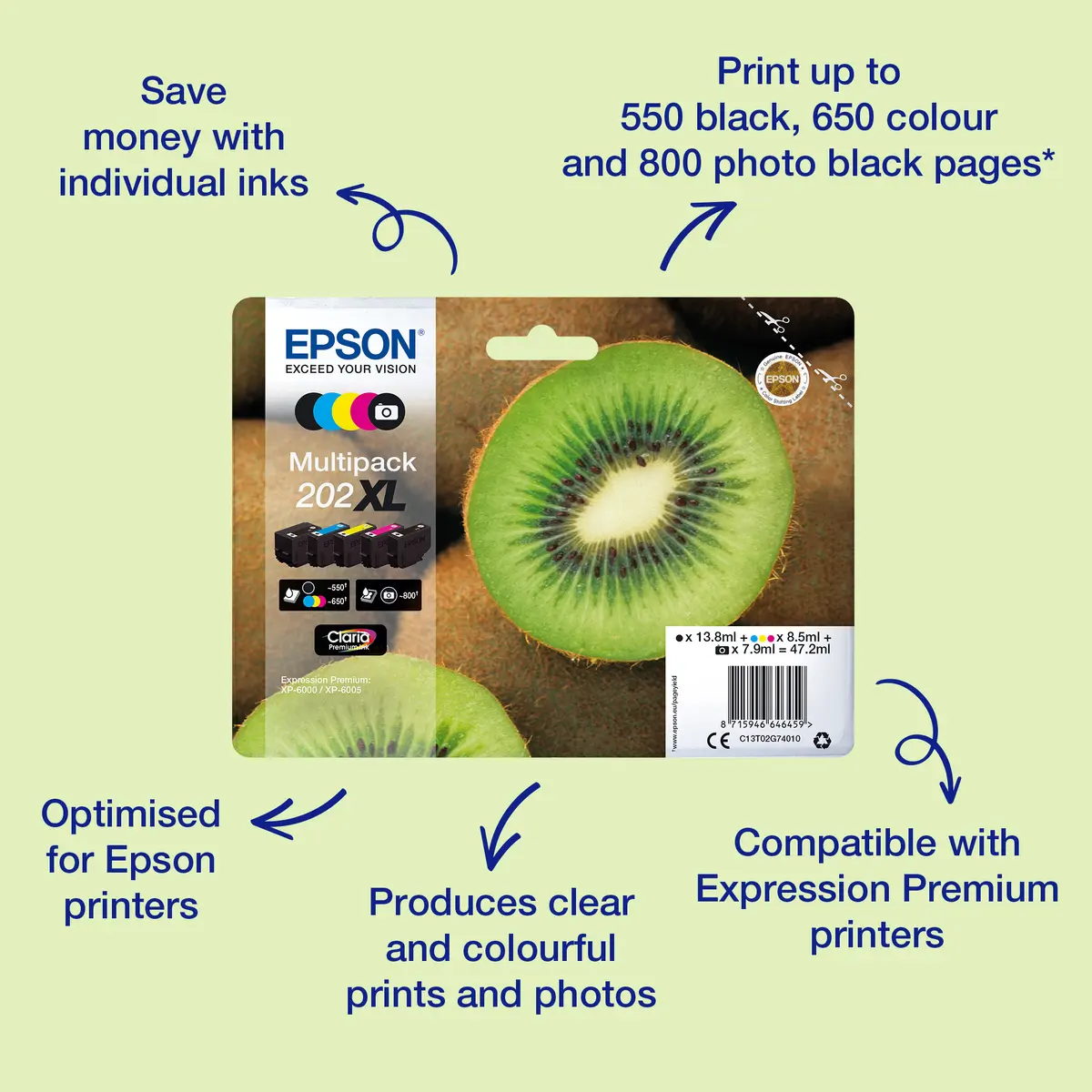 Черный картридж Epson 202 Claria Premium Ink Photo 2