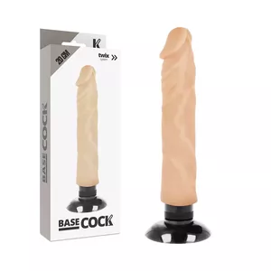 BASECOCK Realistic 2-in-1 Vibrator, 20 cm Length, 4 cm Diameter, Flesh Color