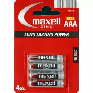 MAXELL R03 AAA Zinc‑Carbon Single‑use Battery 1.5V, 4-pack, 14×50 mm