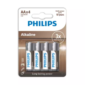 PHILIPS - ALKALINE BATTERIES AA LR6 PACK 4