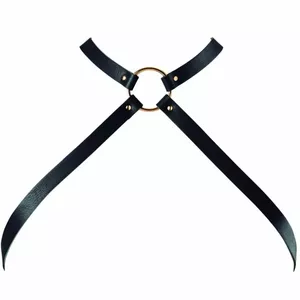 Нагрудная портупея BIJOUX Maze Crossed Black D-213768 – регулируемые ремни, декоративные металлические кольца