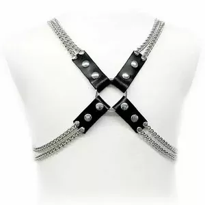 Leather body adjustable fit harness, brand leather body, model D-205475, full-body leather straps