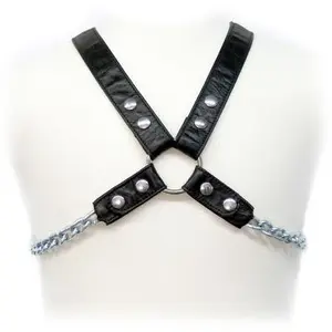 Leather body harness D-205481 — adjustable leather harness, durable material