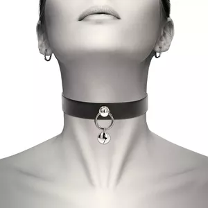 Necklace COQUETTE D-226909 Vegan Leather Rattle Hoop, pendant hoop on chain