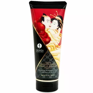 Masāžas krēms Shunga Strawberry and Cava 200 ml — aromātisks ēdams masāžas krēms