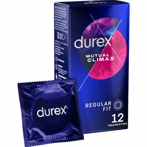 Condoms Durex Climax Mutuo — 12 units, latex, lubricated, ribbed