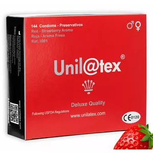 Condoms UNILATEX Red Strawberry – 144 units (flavored, standard size)