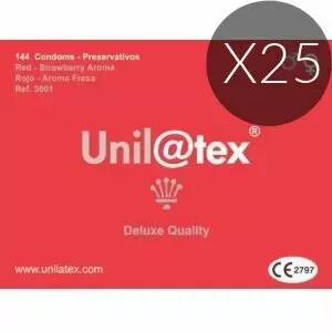 Condoms UNILATEX D-205386, Red Strawberry, Pack 25 × 144 units