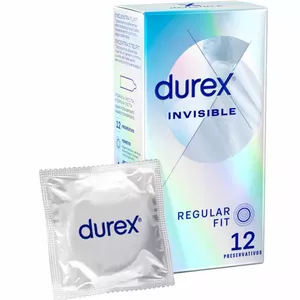 Презервативы Durex Ultra Thin Invisible 12 шт – латекс, тонкие, смазанные, стандартный размер