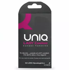 UNIQ - LADY CONDOM LATEX FREE FEMALE CONDOMS WITH GARTER BELT 3 UNITS