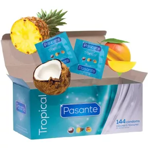 Мужской презерватив Pasante Tropical 144 Smooth Синий 53мм 190мм