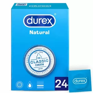 Презервативы Durex Natural 24 шт — латексные презервативы стандартного размера