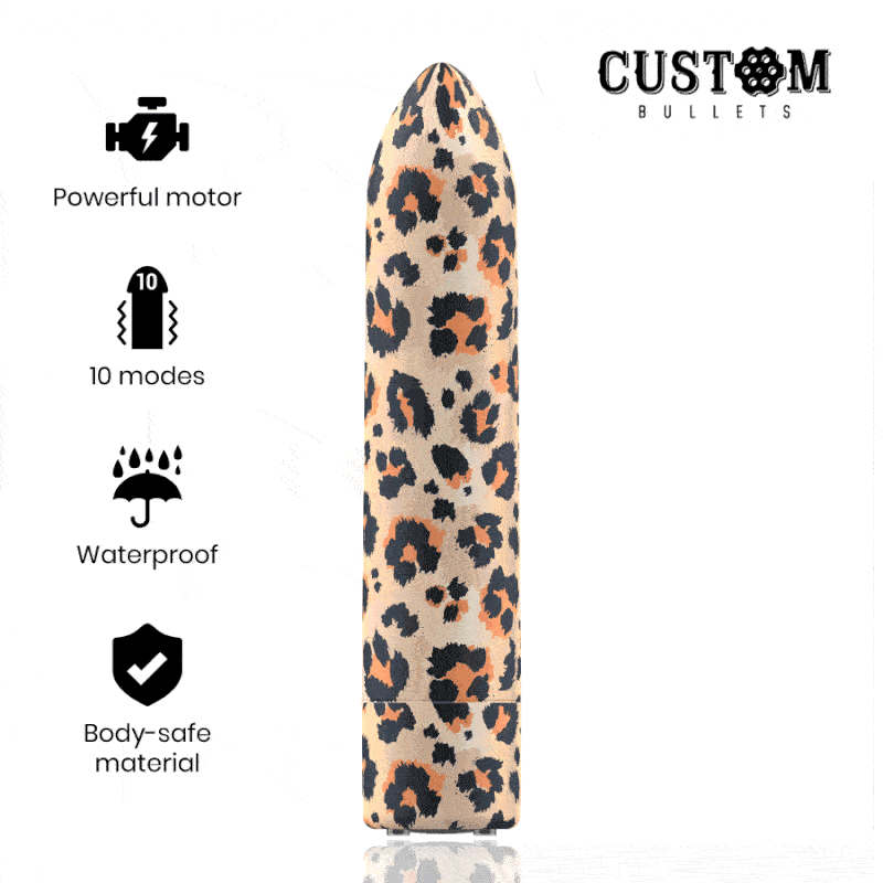 Вибратор Custom Bullets Leopard Magnetic Силикон Многоцветный