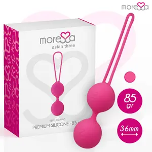 Vaginal Balls MORESSA Silicone Pink — pelvic floor Kegel balls, ergonomic weighted design