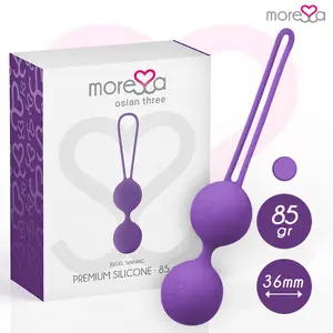 Kegel balls MORESSA Osian Three Premium silicone, 3 connected beads, purple