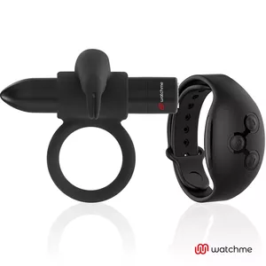 Cockring massager black&silver BURTON with remote control, weight 0.17 kg