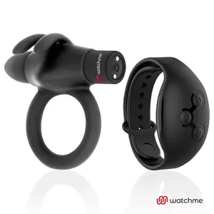 Massager Black&Silver Agron Remote Control Cockring WatchMe – portable vibrating ring, weight 0.182 kg