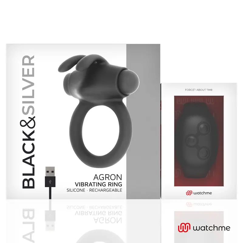 Massager Black&Silver Agron Remote Control Cockring WatchMe Photo 7