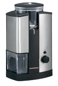 Gastroback Design Advanced Burr Coffee Grinder with Conical Burr, 130 W, 250 g Bean Capacity, 18 Grind Settings and Built-in Dispenser
