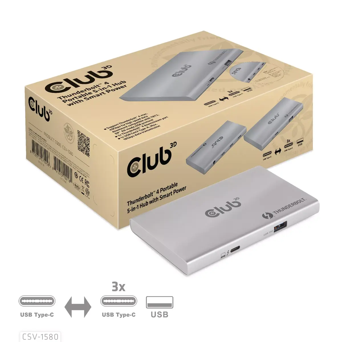 5-in-1 Hubs CLUB3D Sertificēts Thunderbolt™4 Photo 2
