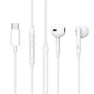 Vaduas auss iekšpuses austiņas eSTUFF ES652200-BULK USB Type-C baltas ar iebūvētu mikrofonu zvaniem un mūzikai