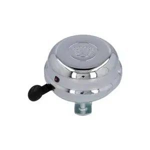 Bicycle bell FISCHER 85798 — chrome silver metal, 80 mm diameter