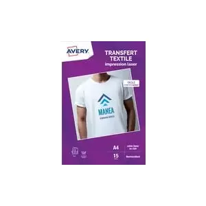 Pārvietošanas papīrs AVERY C9403-15 A4 balts gaišiem audumiem, 15 loksnes, lāzera printerim