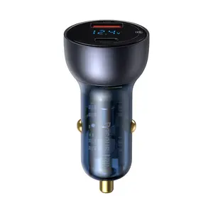 Auto lādētājs Baseus CCKX-C0A — 65 W ātrā uzlāde, 12–24 V ieeja, USB-A + USB-C, barošana no akumulatora ligzdas