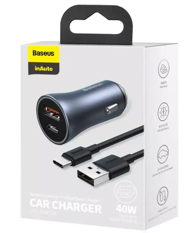 Auto lādētājs Baseus TZCCJD-0G 40W Photo 14
