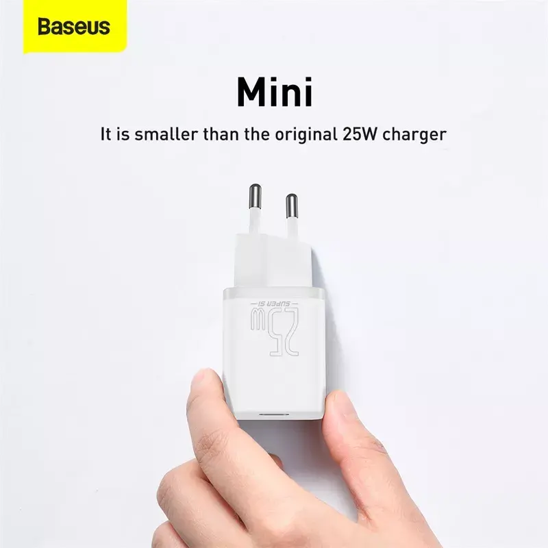 Baseus Super Si Ātrais lādētājs 1C 25W ar USB-C kabeli USB-C 1m (balts) Photo 14