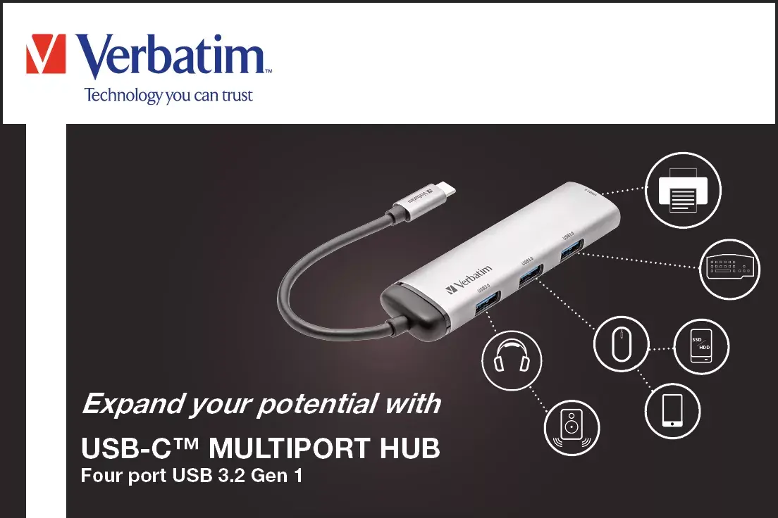 USB-C Мультипортовый Хаб Verbatim Четыре порта USB 3.2 Gen 1 Photo 6