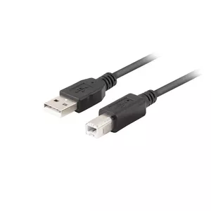 USB 2.0 cable LANBERG CA-USBA-15CU-0010-BK 1 m, USB A to USB B, black, gold-plated contacts