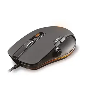 Lexip Np93 Wired Gaming Mouse with Thumb Joystick, Ceramic Pads, and 12000 DPI Resolution in Black