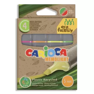 Marķieris Carioca Memolight 4 gab. ar slīpu galu Zaļš Oranžs Rozā Dzeltena