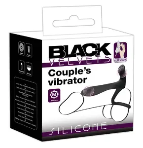 Couples vibrator Black Velvets silicone rechargeable, 14 cm total length, 20 modes, waterproof