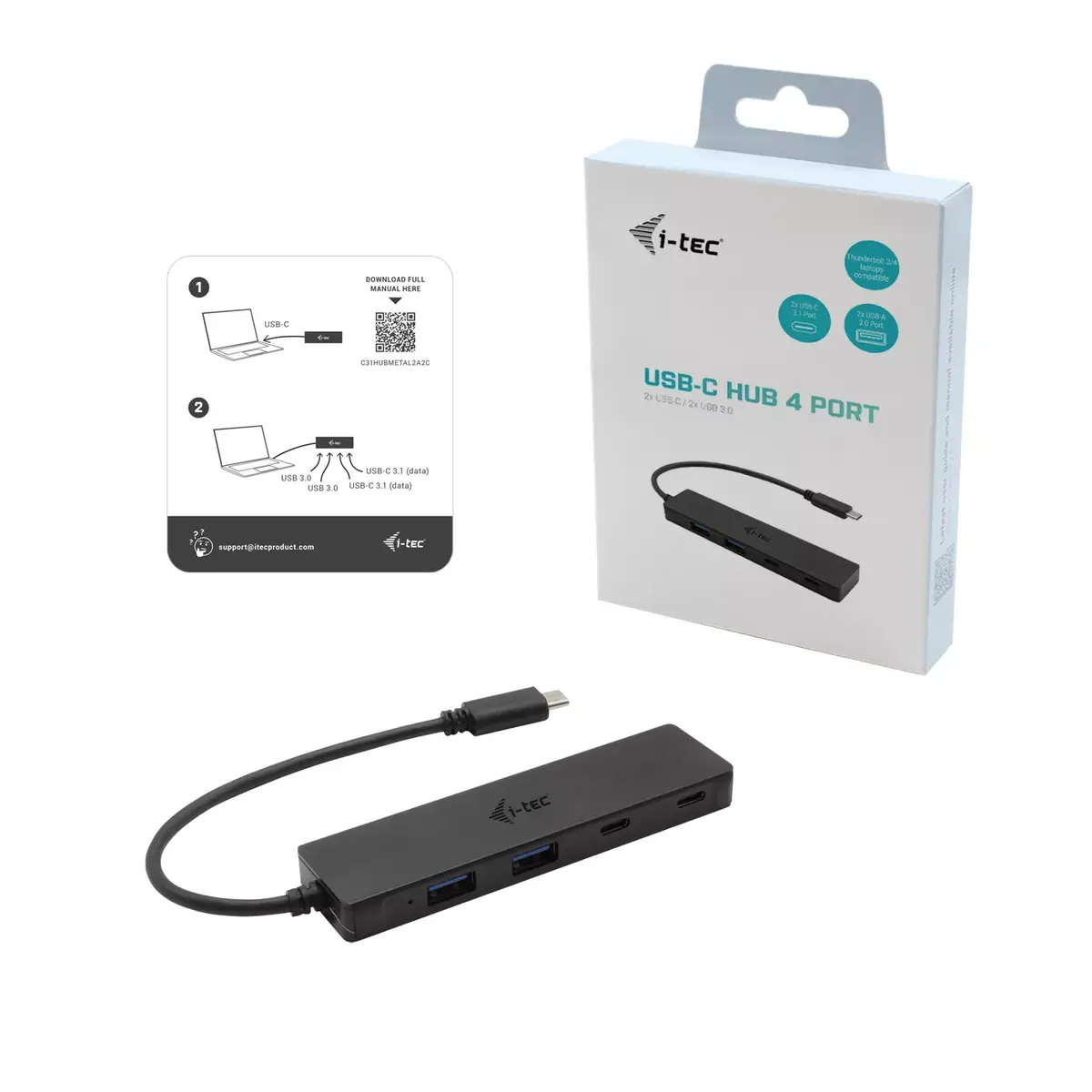 USB-C Хаб i-tec Metal 2x USB 3.0 + 2x USB-C Photo 5