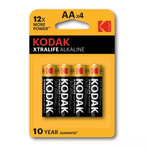 Single-use alkaline AA battery Kodak 1.5V 2700mAh pack of 4, metallic