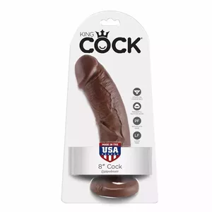 Dилдо king cock силиконовый коричневый 20.3 см — реалистичный силикон, присоска, 0.366 кг