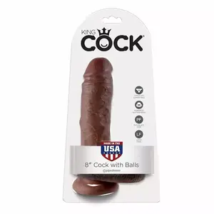 Dildo King Cock 8" Cock Brown with Balls 20.3 cm PVC