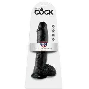 King Cock 10-inch Realistic Dildo with Balls, Black