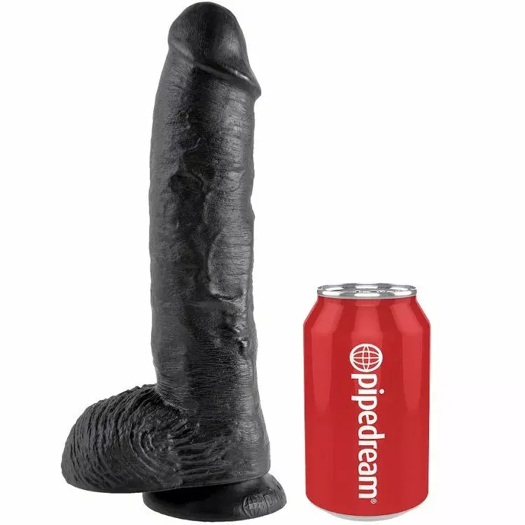 Реалистичный дилдо King Cock 10 дюймов - черный Photo 3