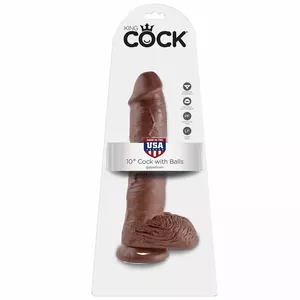 King Cock PD5509-29 Realistic Dildo, 25.4 cm, Brown with Balls
