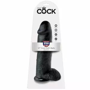 King Cock 12-inch Realistic Dildo with Balls, Black