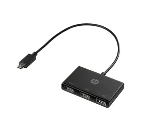 Концентратор HP USB-C to USB-A с интерфейсом хоста USB 3.2 Gen 1 Type-C, 3 портами USB Type-A и черным цветом корпуса