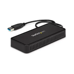 USB-A Mini doks StarTech USBA2DPGB — divu monitoru dokstacija ar DisplayPort 4K@60Hz, gigabitu Ethernet, USB 3.1 Gen1 (30 cm kabelis)
