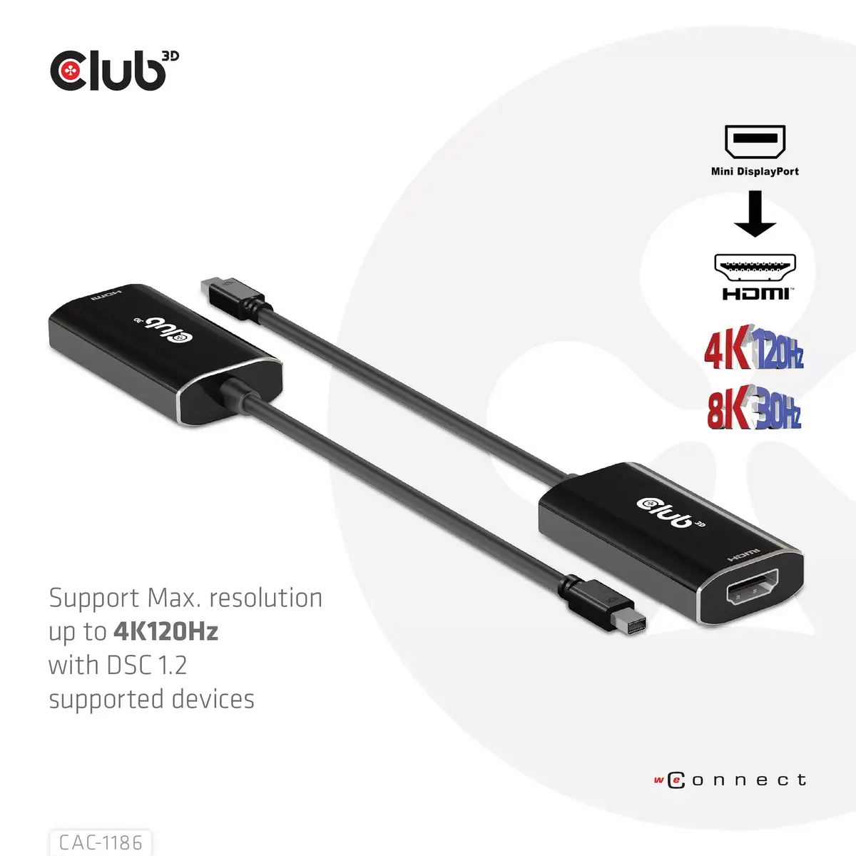Aktīvais adapteris Mini DisplayPort 1.4 uz HDMI 4K120Hz CLUB3D Photo 2