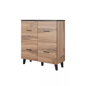 Комод-буфет cama meble LOTTA 110 4D — корпус wotan oak, матовая черная столешница, 1100×540×1190 мм, 4 двери, 6 полок
